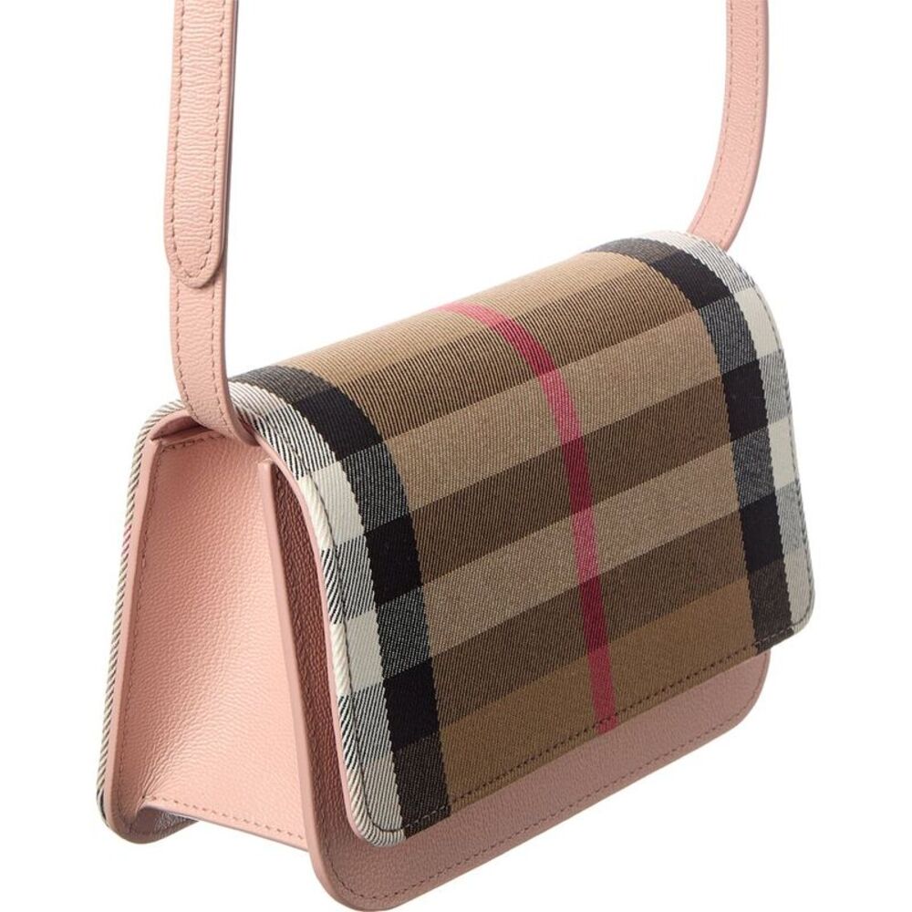 Burberry Check Cotton & Leather Shoulder Bag, Pink - Picture 3 of 4